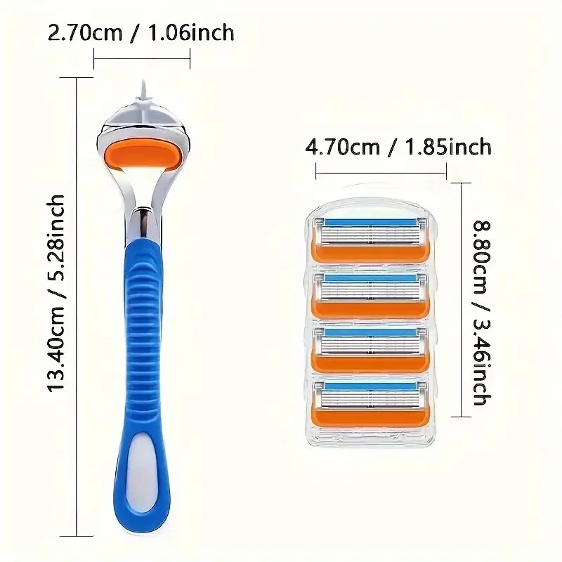 Maquinilla de afeitar Manual Universal de 5 capas, cuchilla naranja, maquinilla de afeitar de 5 capas para hombre