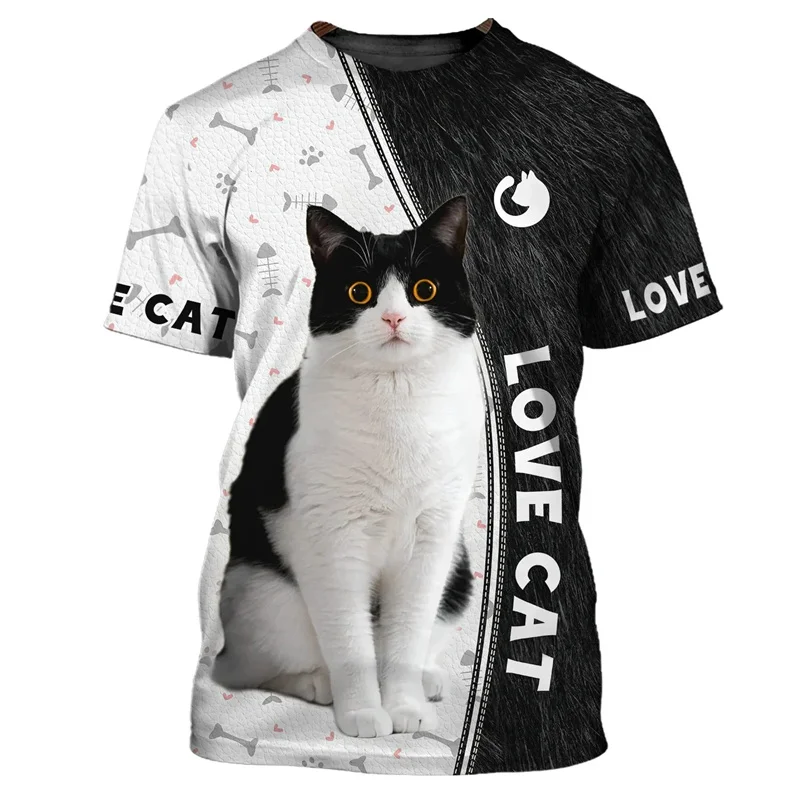 

Cat 3D Print T-shirt Personality Funny Graphic High Quality Sports Oversized Loose Casual Short Sleeve Street Tees Tops Clothing