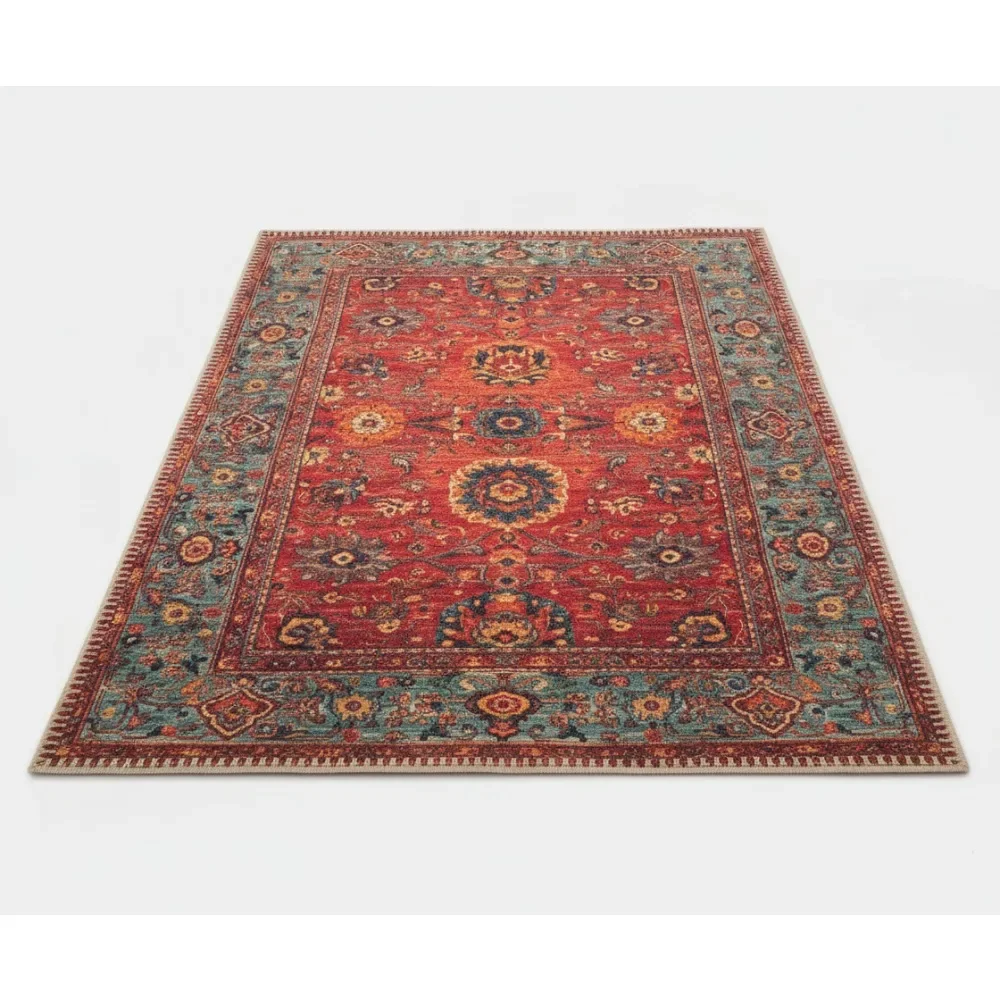 

2x3 Washable Non-Slip Rug - Vintage Moroccan Design for Entryway, Kitchen, Bathroom - Durable Low Pile