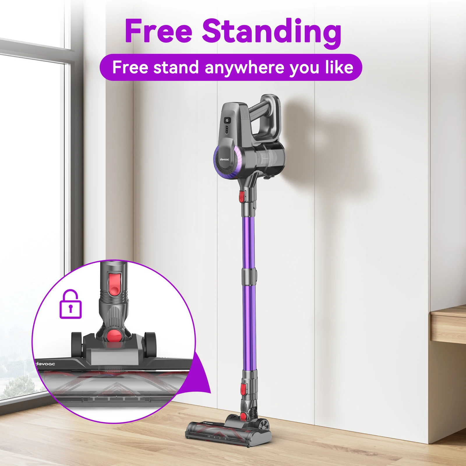 مكنسة كهربائية لاسلكية N300، مكنسة كهربائية 6 في 1 خفيفة الوزن للغاية، بطارية 2200 مللي أمبير في الساعة حتى 40 دقيقة وقت تشغيل (محايد)