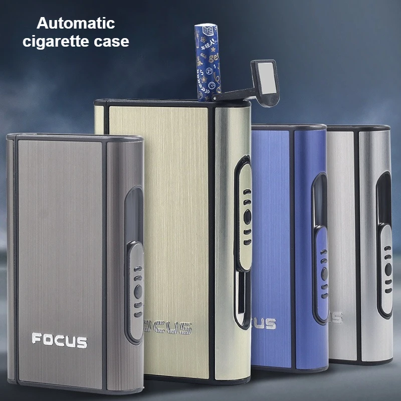 Automatic Pop-up Cigarette Case 10 Pack Cigarette Storage Box Moisture-proof Pressure Resistant Portable Cigarette Accessories