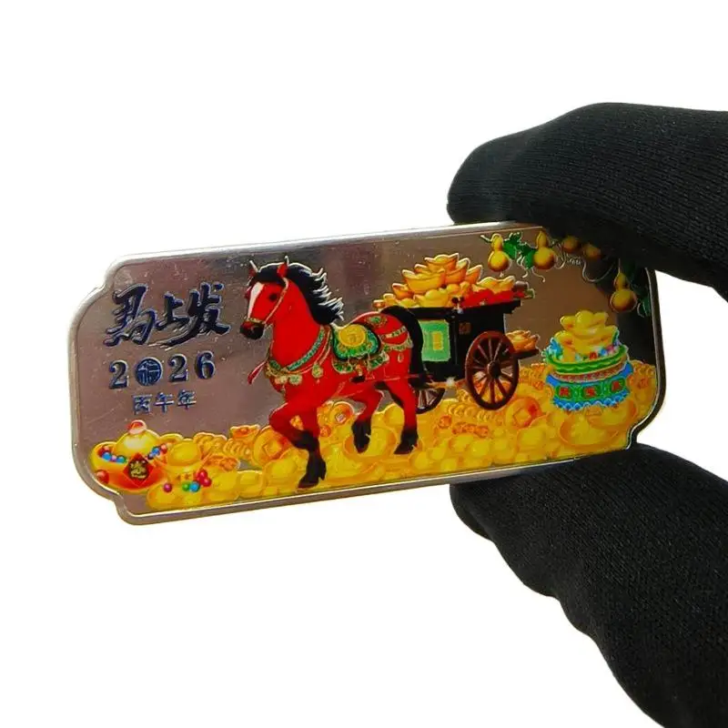 "سن الحصان 2026 عملات ملونة تذكارية هدية جديدة تذكارية للعام الصيني الجديد