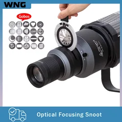 Conical Optical Snoot Photo Studio Accessory for LED Light Flash Strobe Light with Lens Bowens Mount 20 Gobos