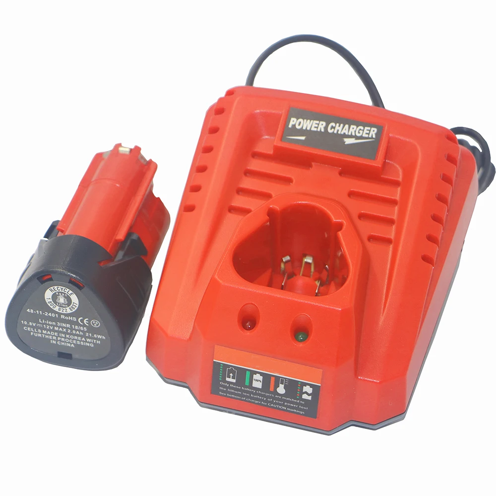 

1PCS 12V M12 48-11-2410 Battery +charger for Milwaukee 48-11-2420 48-11-2401 48-11-2402 REDLITHIUM Cordless tool