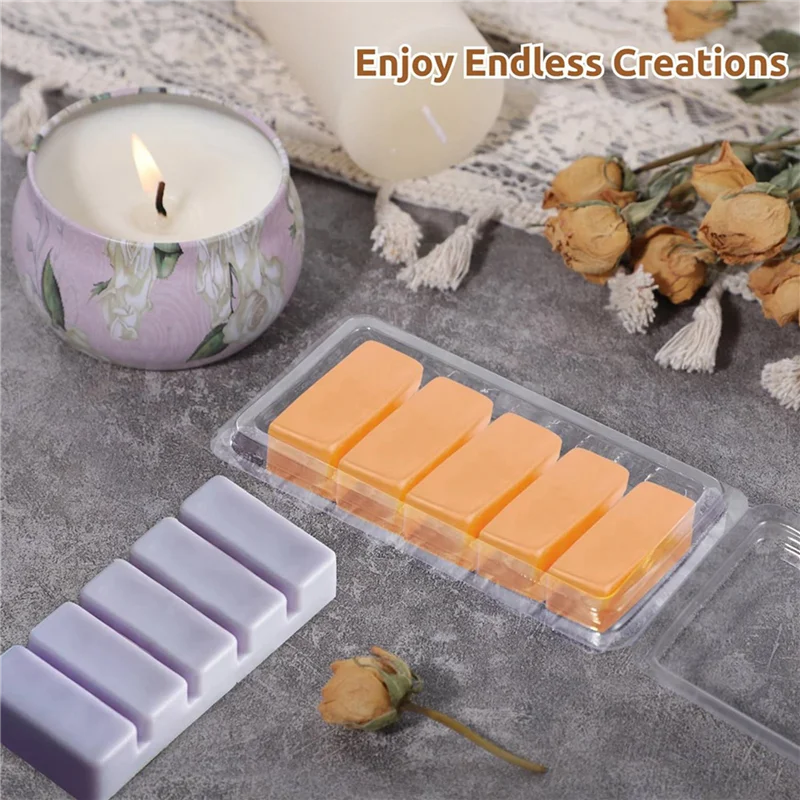 رائجة البيع-150 قطعة حاويات تذوب الشمع ، 5-تجويف قوالب صدفي تذوب الشمع ، قالب ذوبان الشمع البلاستيكي الفارغ لصنع الشموع بنفسك