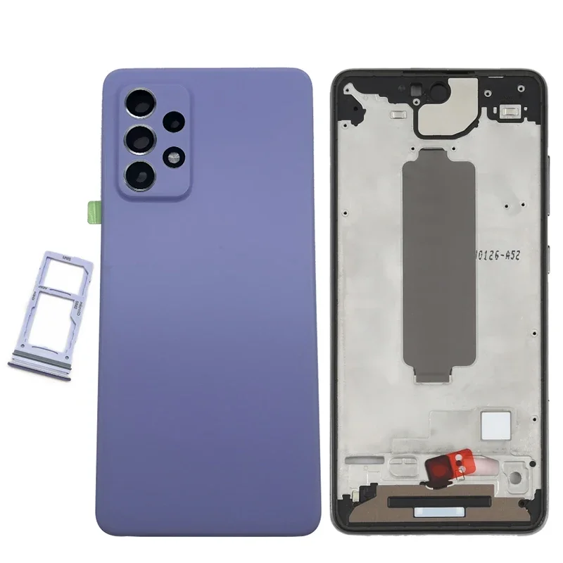 A52 4G middle frame For Samsung Galaxy A52 A525 Back Battery Cover Door Rear Housing Case Lens With SIM Card Tray