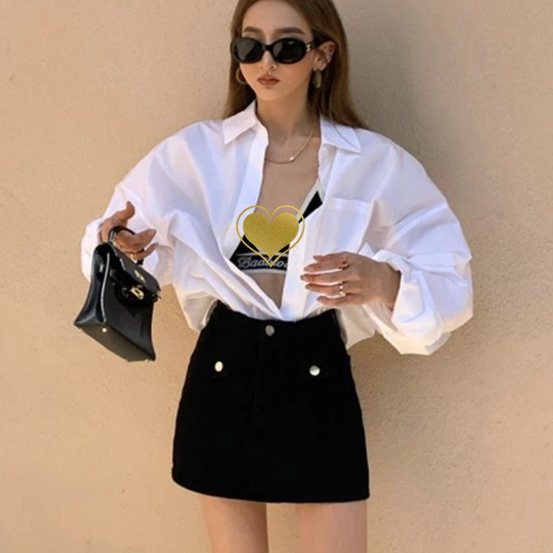 

Skirts Women Solid Minimalist High Waist A-line Basic All-match Fashion Leisure Ladies Comfortable Korean Style Hot Sale Summer