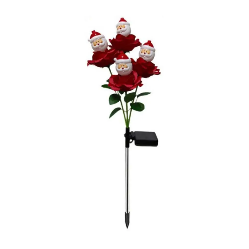 Solar Powered Solar Christmas Lights LED Rose Design Garden Stake Lights Design Waterproof Snowman Garden Light Porch Decor