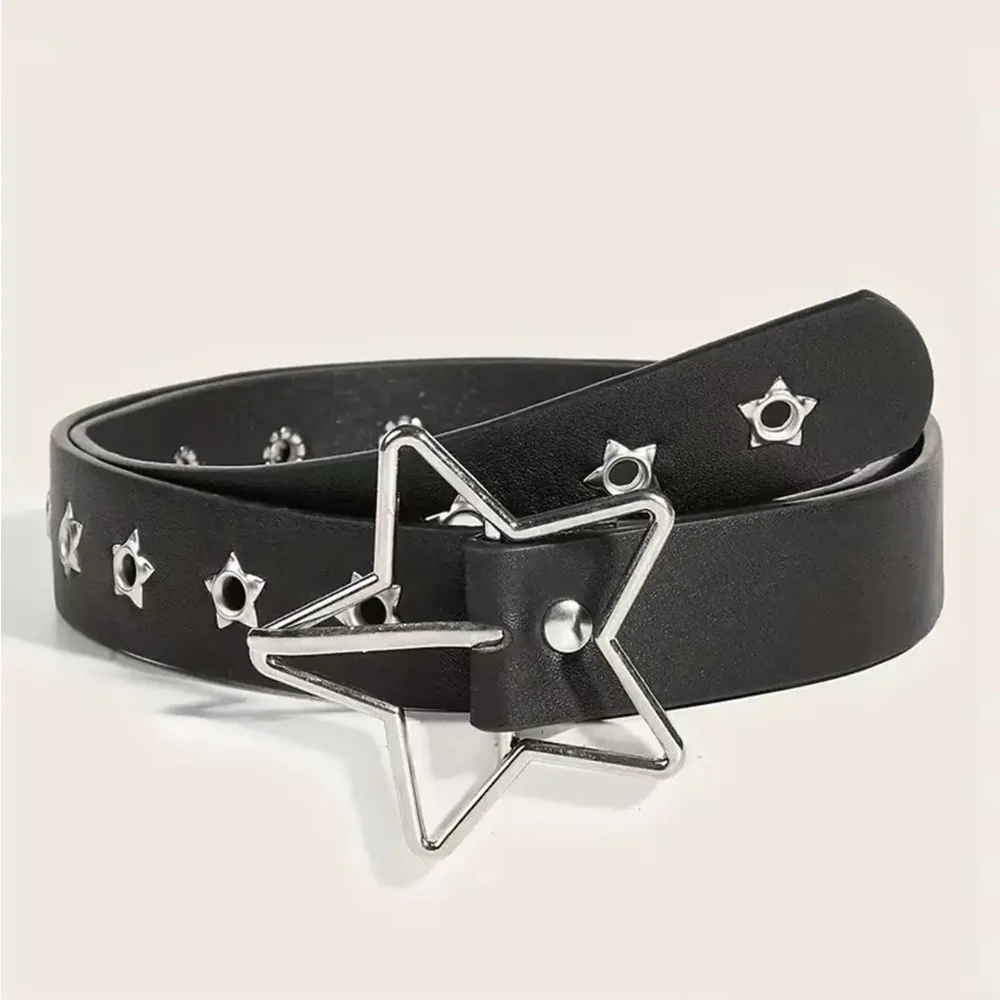 パンクスタイルスターバックル装飾ベルト複数の穴小さな星型目多機能ベルトヴィンテージリベットウエストベルト