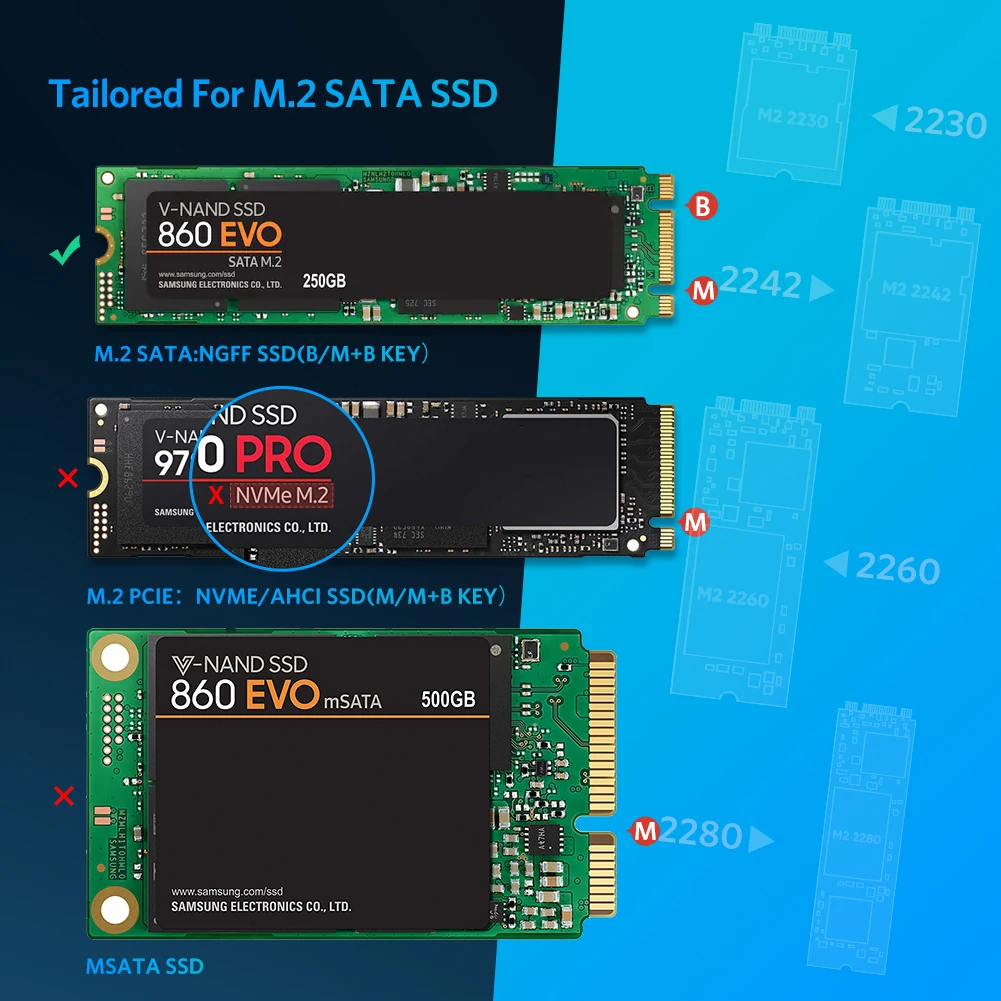 UGREEN-SSD 케이스 6Gbps NGFF SATA M2 SSD 케이스 SATA To USB SSD 케이스, 외장 하드 드라이브용 M & B-Key & B-Key M.2 SSD 케이스