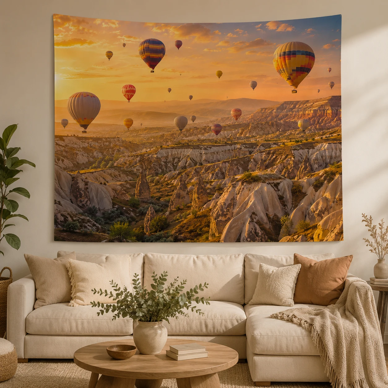 Kappadosien Heißballon Teppich Sonnenaufgang Tal Landschaft Wandgemälde Böhmische Wind Reise