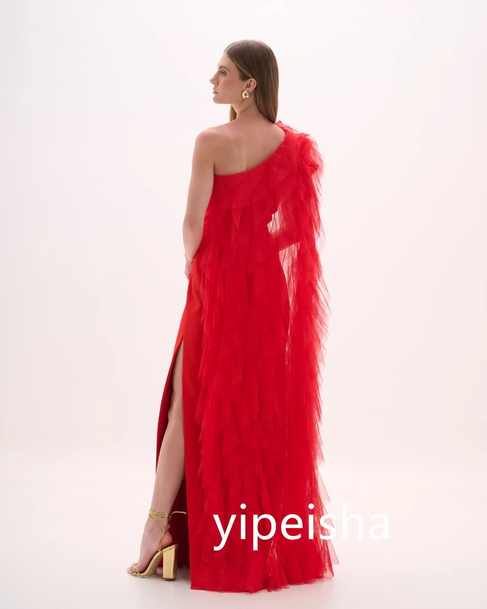 Robe de Bal Longue Plissée en Jersey Personnalisée, Ligne A, Asymétrique, Épaule Dénudée, Classique, Exquise, Style Moderne, Pastrol Chine, Haute Qualité