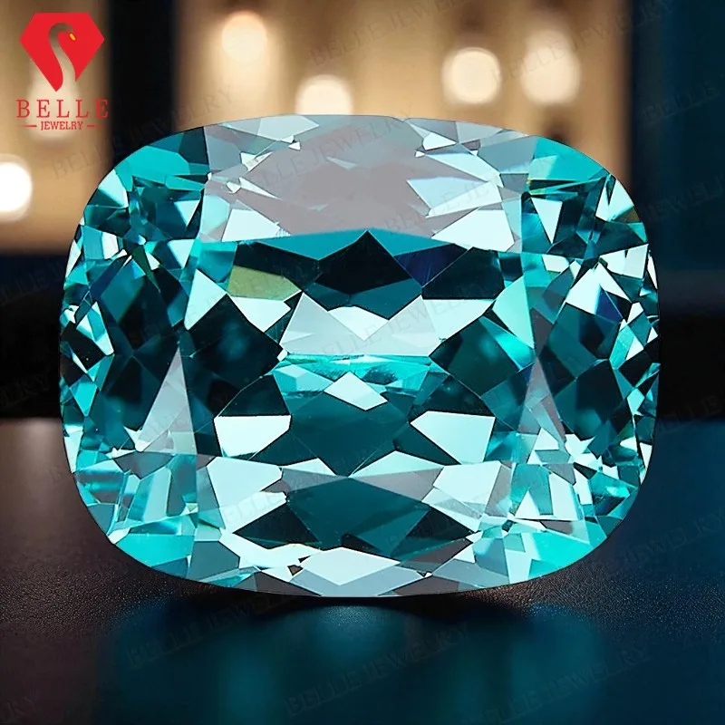 

Удлиненная огранка для подушек, выращенный в лаборатории сапфир Параиба, свободный камень VVS1, четкость AGL, сертифицированное для ювелирных изделий, обручальное кольцо, кулон