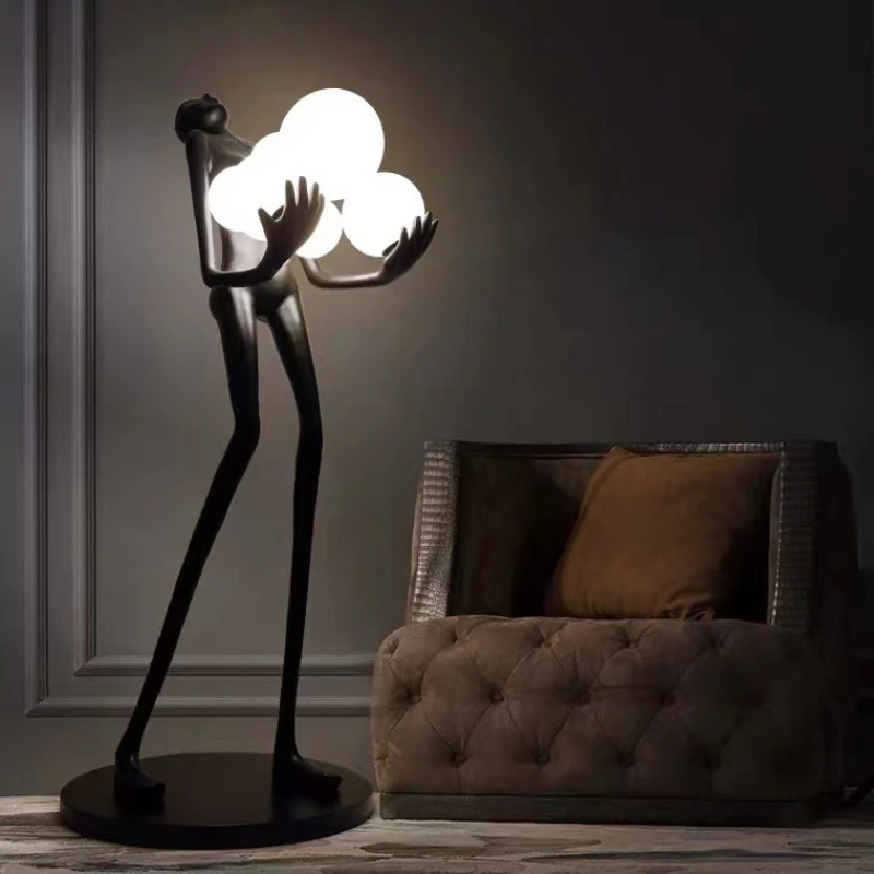 Modern Sculpture Floor Lamp with LED Human Body Design Iron Glass Material for Office Livingroom Hotel Showroom