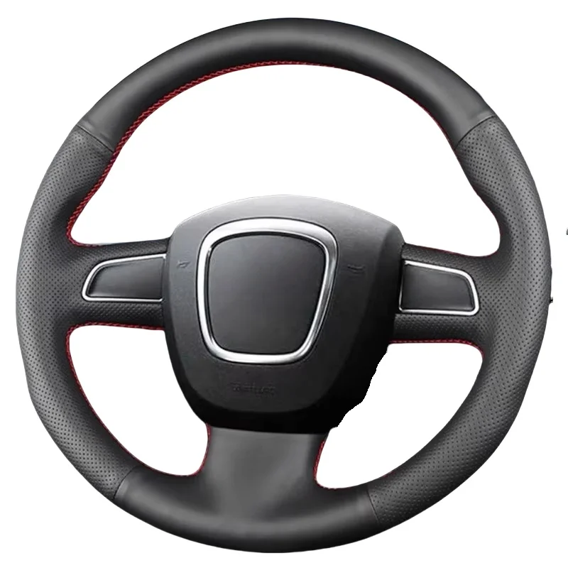 

Автомобильный чехол на руль из натуральной кожи для Audi A3 A4 A8 Q7 RS S4 S5 S6 S8, автомобильный аксессуар на руль