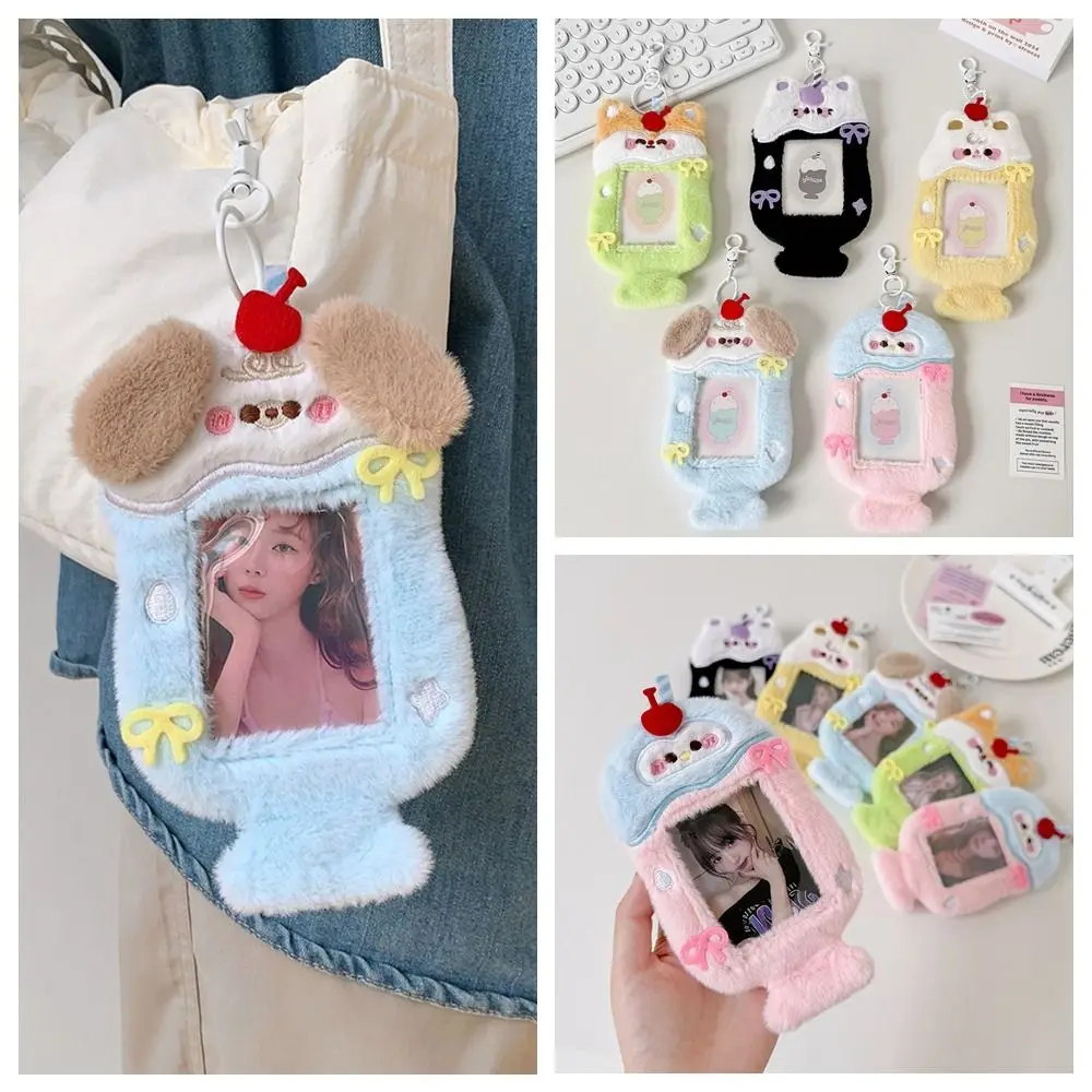 Cute Cartoon Animal Photocard Holder Cat Korean Style Bus Card Holder Protective Case INS Plush Idol Photocard Holder Girl