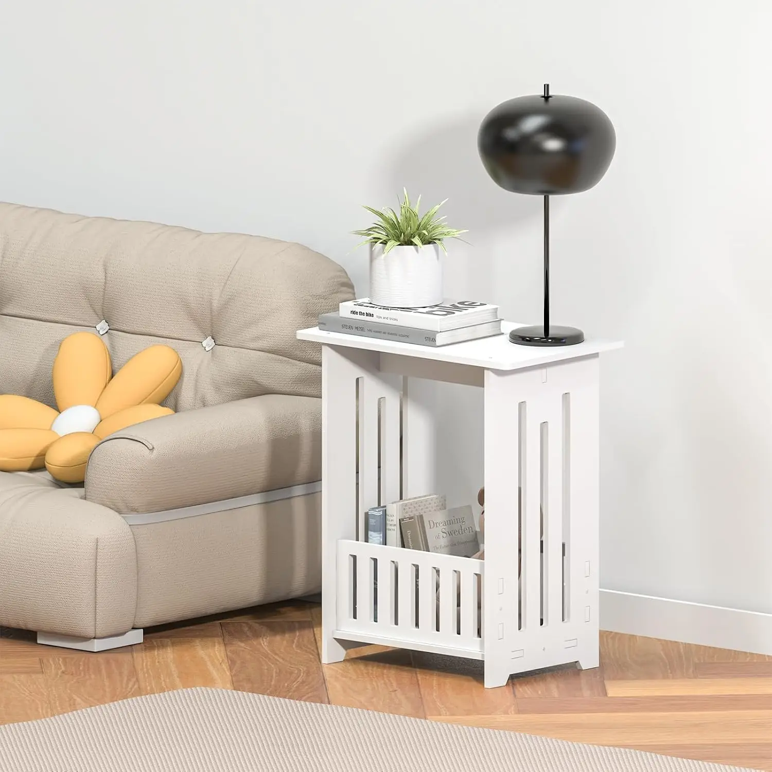 Bedside Table with Storage, Small Side Table Side Nightstand Cabinet, End Table for Living Room and Bedroom Bathroom
