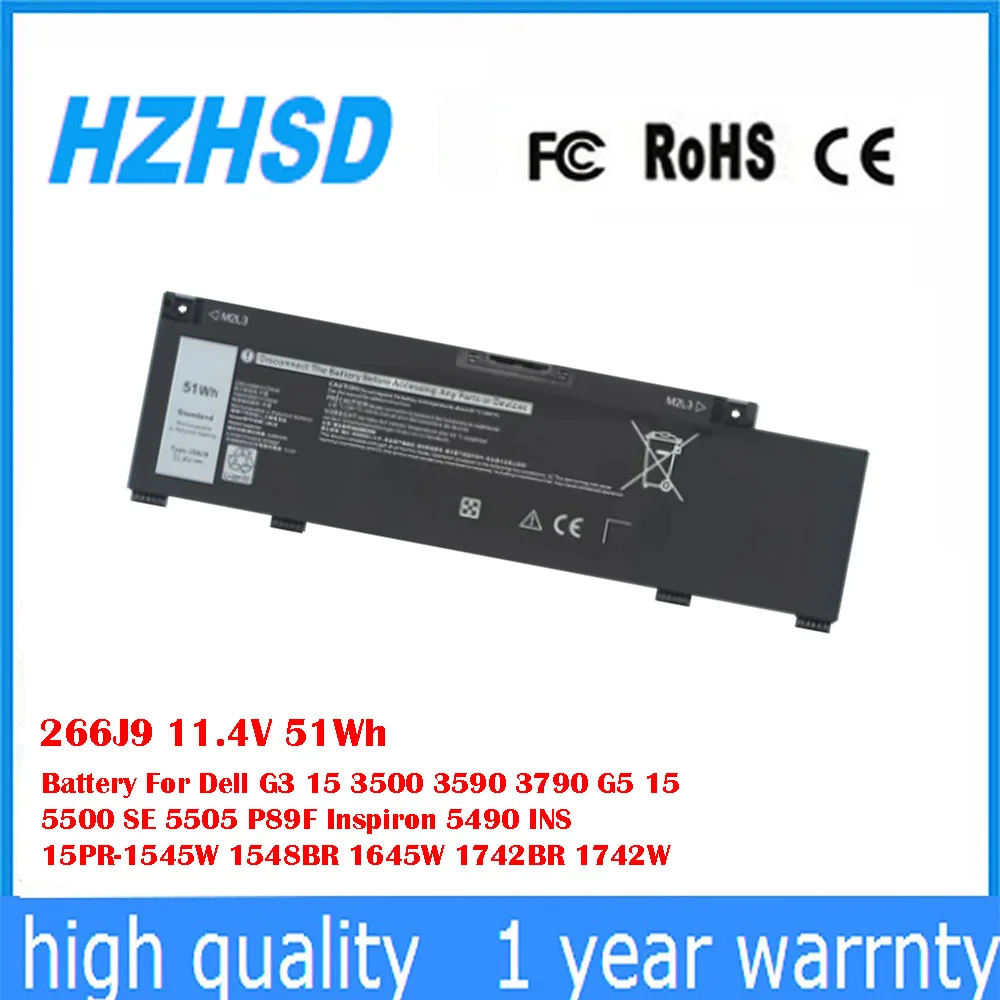 

Аккумулятор 266J9 11,4 В 51 Втч для Dell G3 15 3500 3590 3790 G5 15 5500 SE 5505 P89F Inspiron 5490 INS 15PR-1545W 1548BR 1645W 1742BR