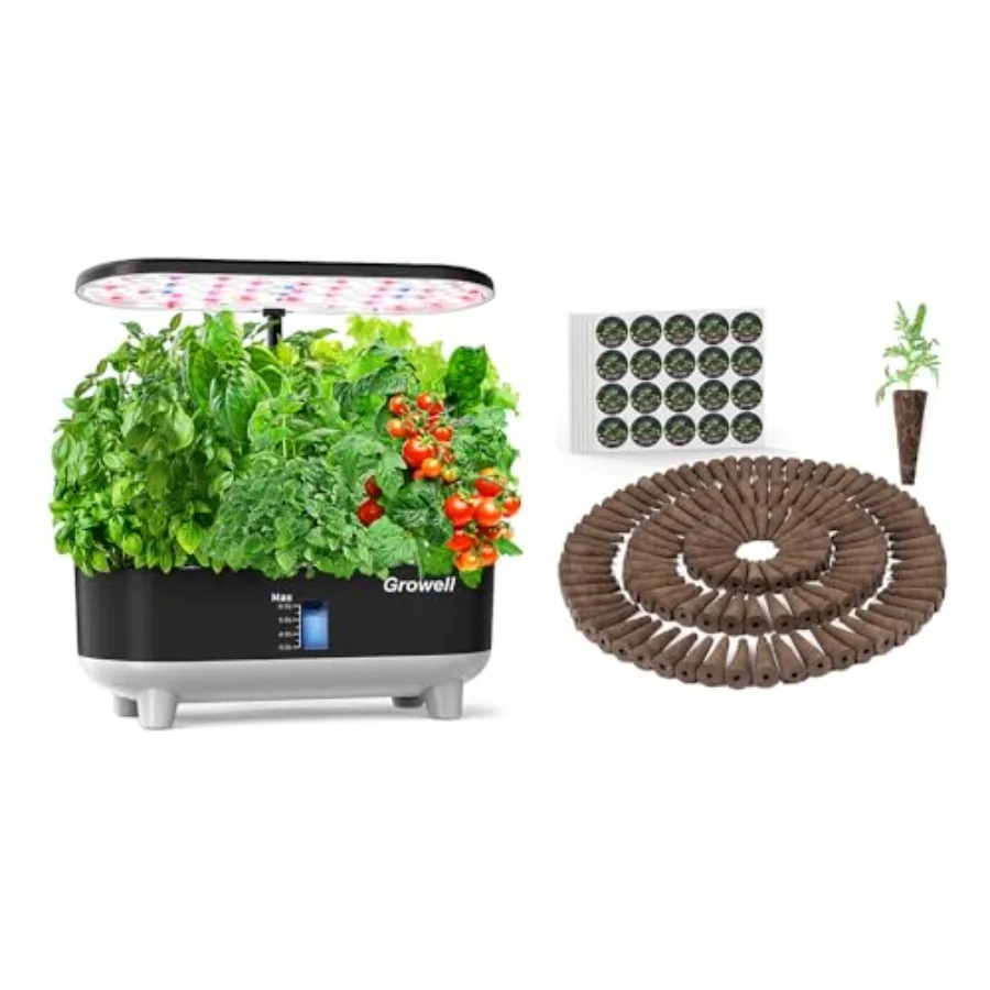 

16 Pods Hydroponics Growing System Kit with 240 Pcs Hydroponic Pods in Black for Indoor Garden Use Reusable Plastic Efficient W