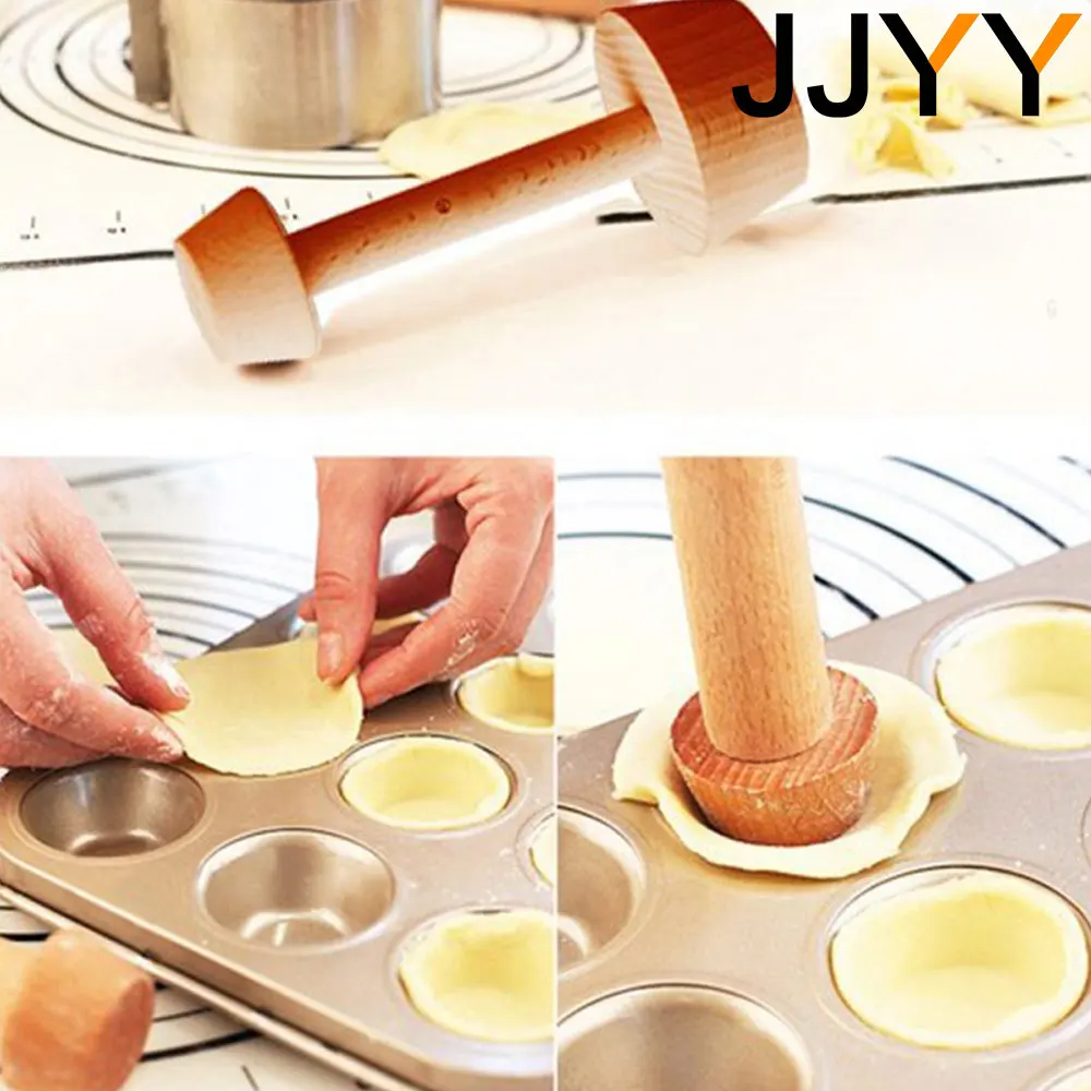 Wooden Egg Tart-Tamper Portable Double Side Pastry Egg Tart- Pusher Eggtart Mold