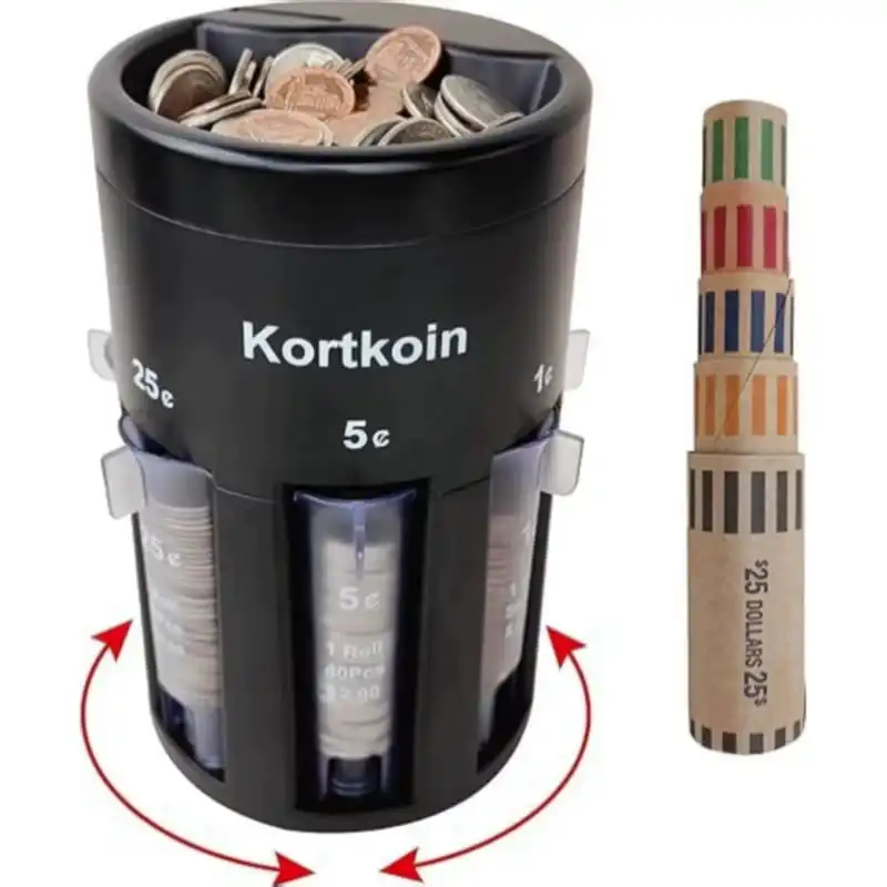 5-in-1 Rotatable Base US Coin Sorter Counter, Automatic Coin Sorting Machine with Coin Tubes