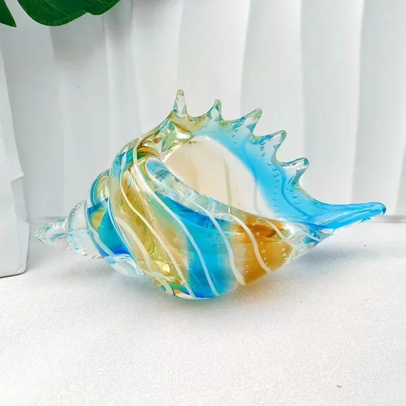 

Handmade Sea Shell Glass Conch Sculpture Home Decoration Amber Glass Art Sculpture Living Room Bookshelf Decoration Crafts