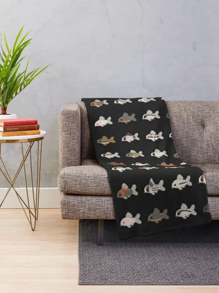 Corydoras! - black Throw Blanket Picnic Blankets For Sofas Blankets