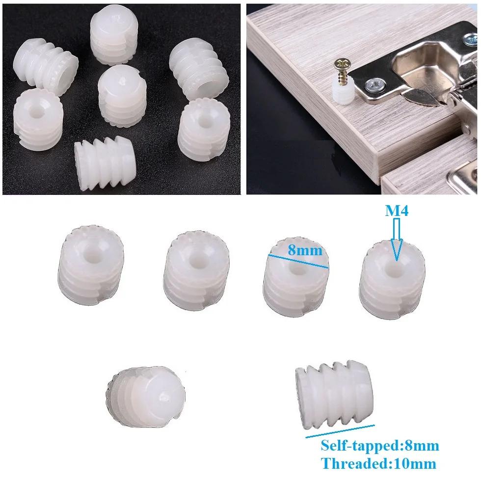 1000Pcs Plastic M4 Knock-in Threaded Nut Inserts For Furniture Cabinet Hinge