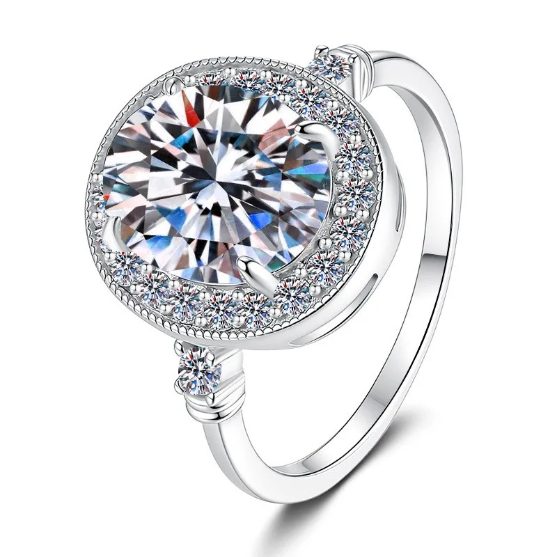 

JZ0222 Lefei Fashion Trendy Luxury Color D Simple Classic Moissanite Round Ring Charms Women s925 Sterling Silver Party Jewelry