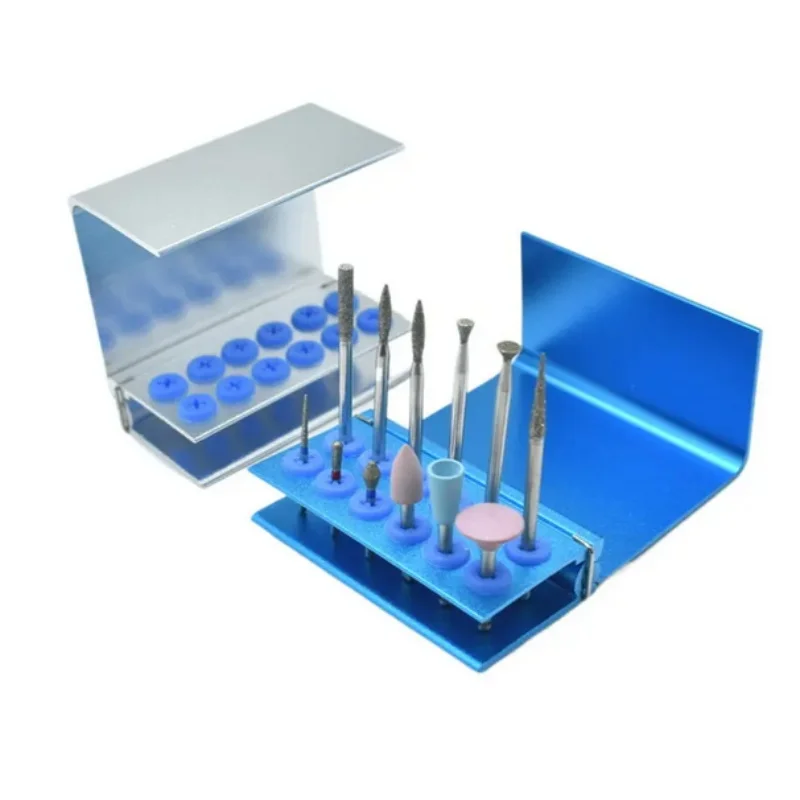 حامل أزيز الأسنان عالي السرعة ومنخفض السرعة لأداة العناية بالفم الطويلة صندوق معدني للتطهير 12 فتحة