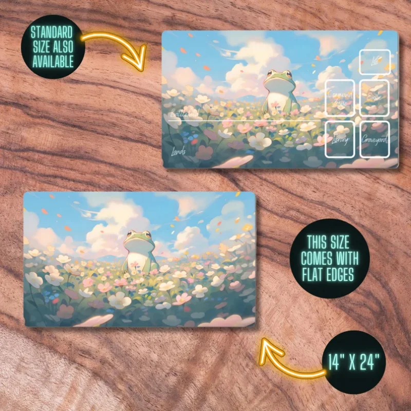 VIKAMAMTG Frog-Printed Game Mat, Cute Pastel-Themed MTG Game Mat, Lofi Frog TCG Game Mat, Gift For Gamers