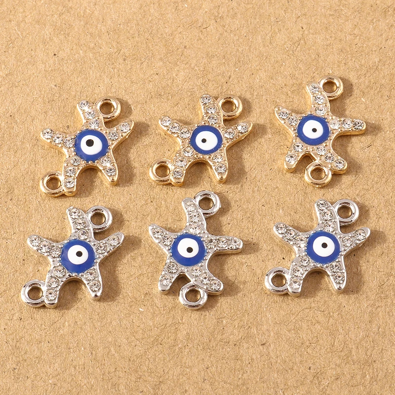 10 Stück Strass-Kristall-Glücksbringer-Anhänger mit bösen Augen zum Basteln von Ohrringen, Halsketten, Armbändern, DIY-Handschmuck und Accessoires – Detail 8