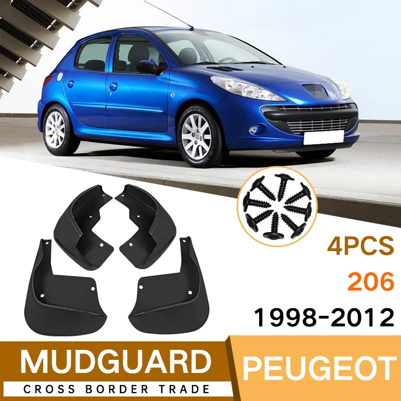 

For Peugeot 206 1998-2012 black car mudguard Reduce dust Resist tire dirt car accessories tools