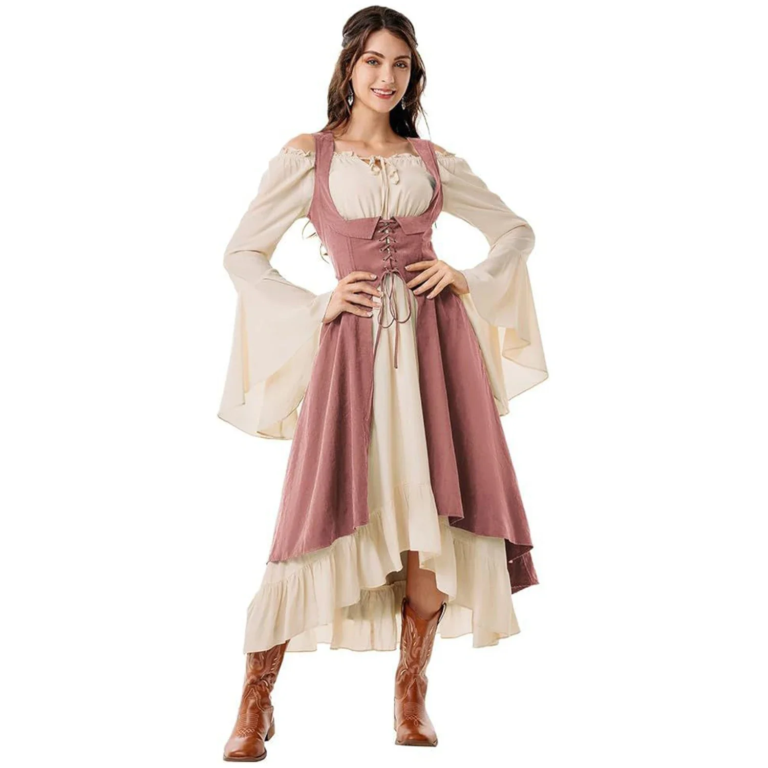 

Vintage Dress Cosplay Pirate Costume Captain Huntress Clubwear Party Dresses Renaissance Gothic Long Dress Halloween Costumes