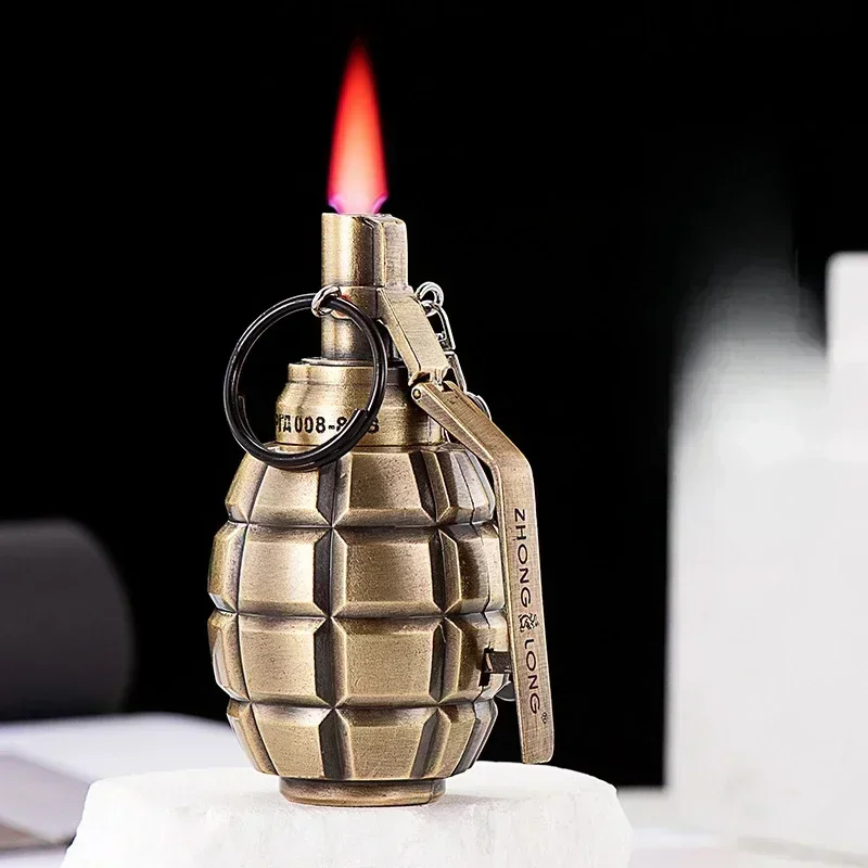 

Personalized Grenade Model Grinding Wheel Lighter Keychain Portable Metal Windproof Lighter Smoking Accessories Men's Gift Cool