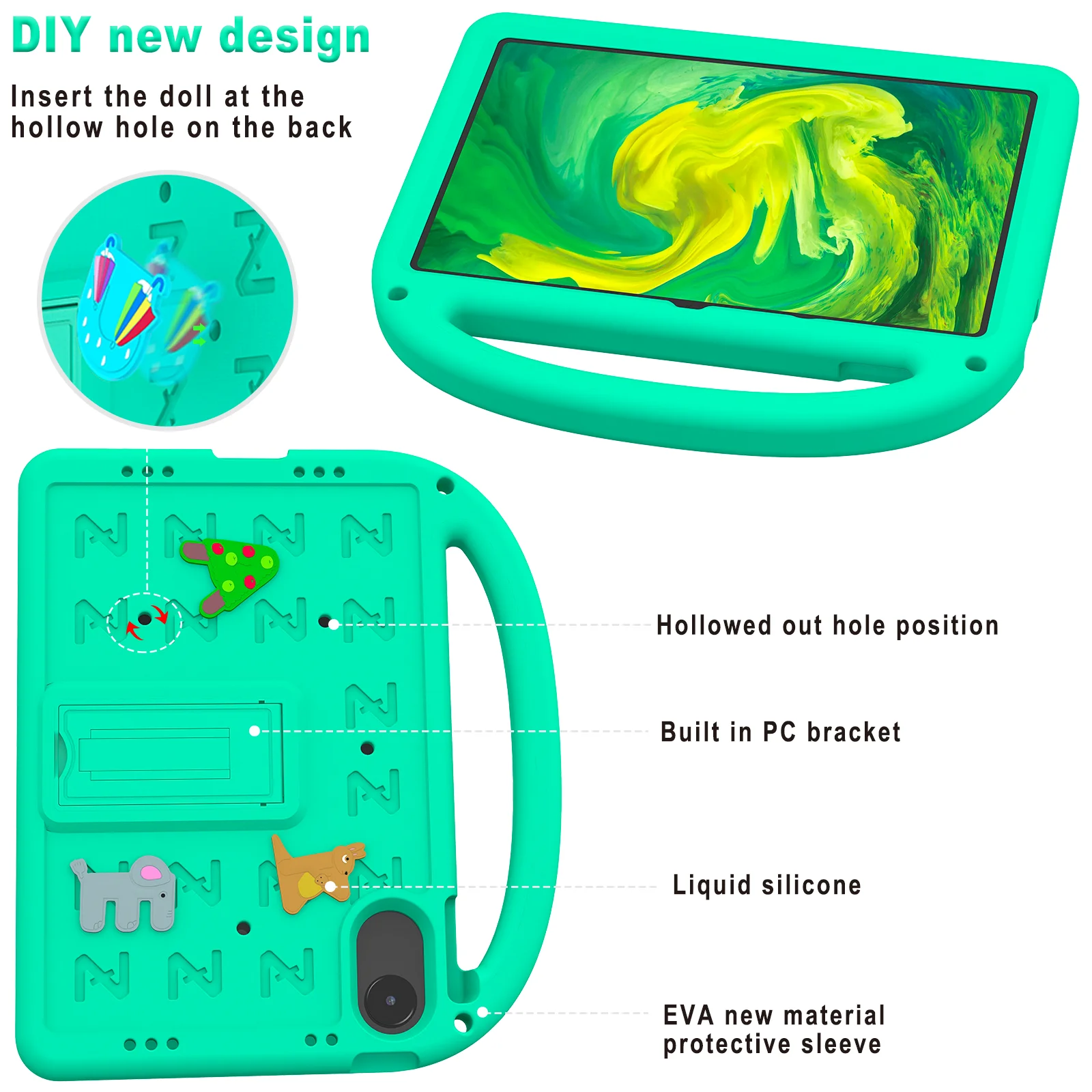 حافظة EVA لهاتف Redmi Pad 2 11 بوصة 2025 غطاء لوحي مقاوم للصدمات للأطفال على شكل رسوم كرتونية لطيفة لهاتف Xiaomi Poco Pad 12.1 #2
