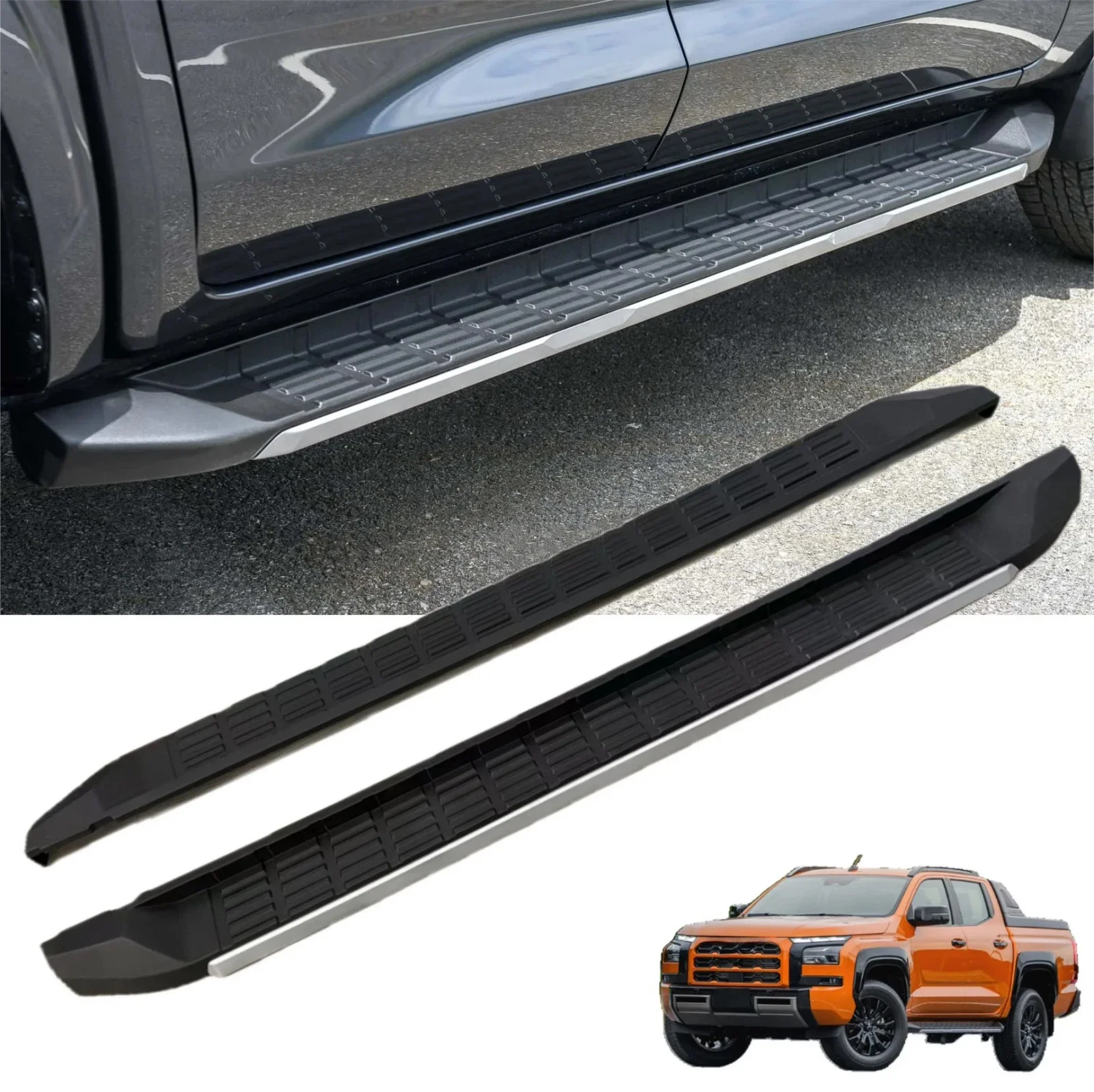 

2 боковых подножки подходят для Mitsubishi Triton L200 2024-2025 Nerf Bar — идеально подходят для семей и приключений.