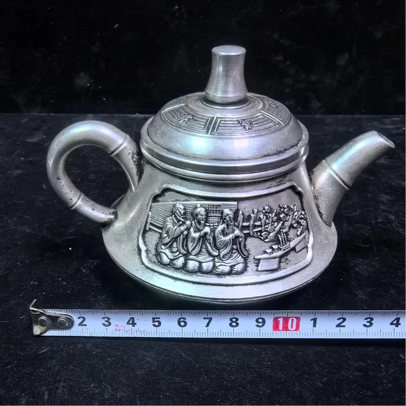 Antique-style white bronze peach garden triad friendship pot, wholesale of antique replicas and decorative pieces