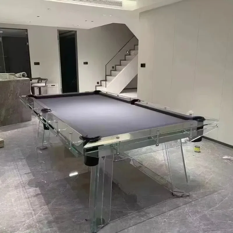 Modern High-Quality Crystal Glass Pool Billiard Table 7ft 8ft 9ft Fashionable Home Entertainment Center