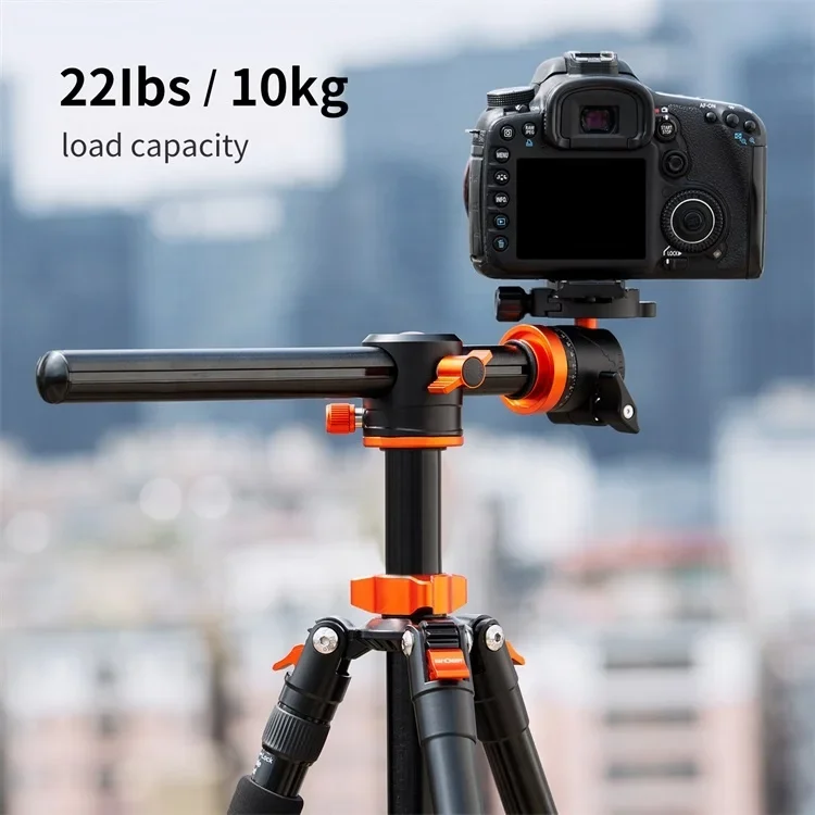 K&F Concept SA254T2 Horizontal Aluminum Alloy Tripod Portable Monopod with 360 Degree Ball Head Quick Release Plate