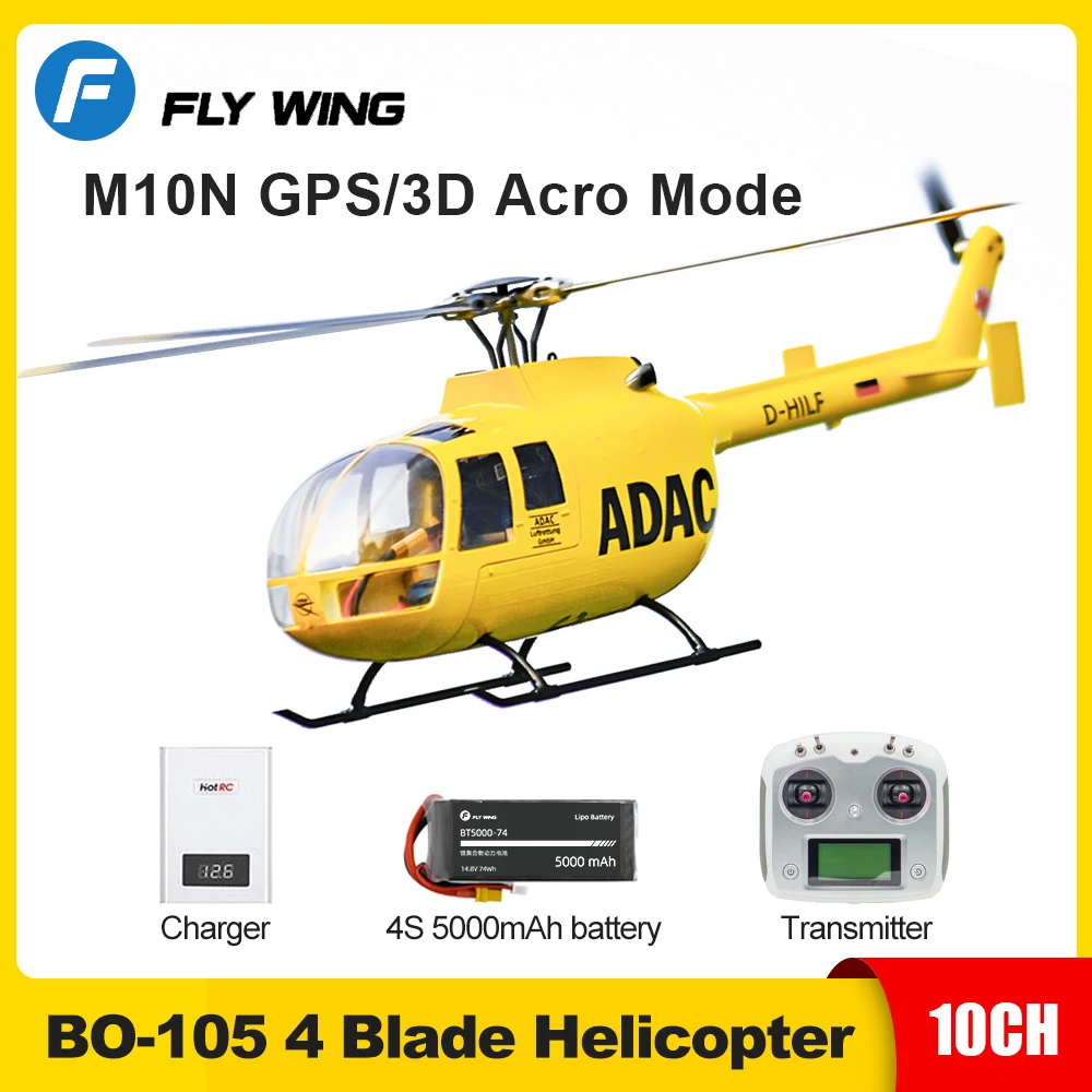 

Вертолет FLYWING BO-105, 10 каналов, 60 А, ESC, GPS, имитация двойного двигателя, радиоуправляемая модель H1, самостабилизирующийся самолетик RTF/PNP с возвратом в один клик