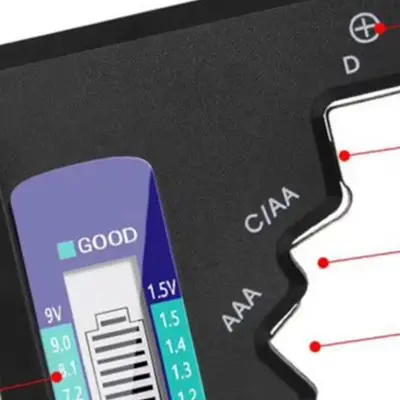 Digital Battery Tester LCD Display For AA For Aaa C D 9V Button Cell Capacity Check Detector ABS Black Home Tool