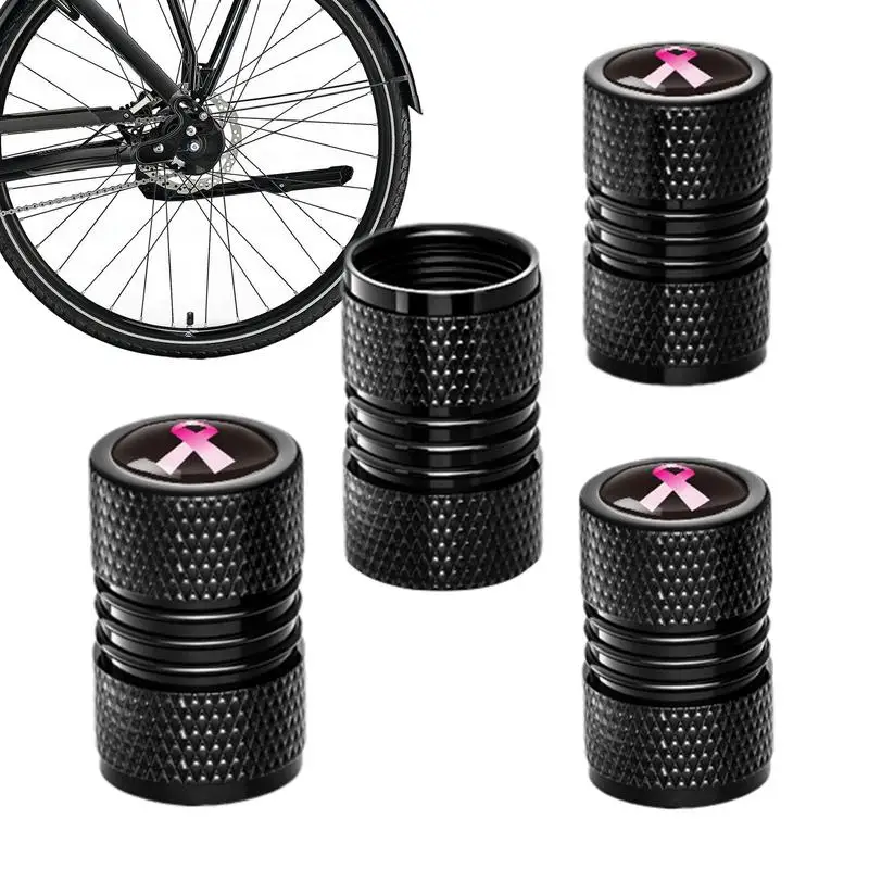 Liga De Alumínio Fita Rosa Pneu Air Caps, Válvula Haste Tampa, Roda Cobre, 4pcs