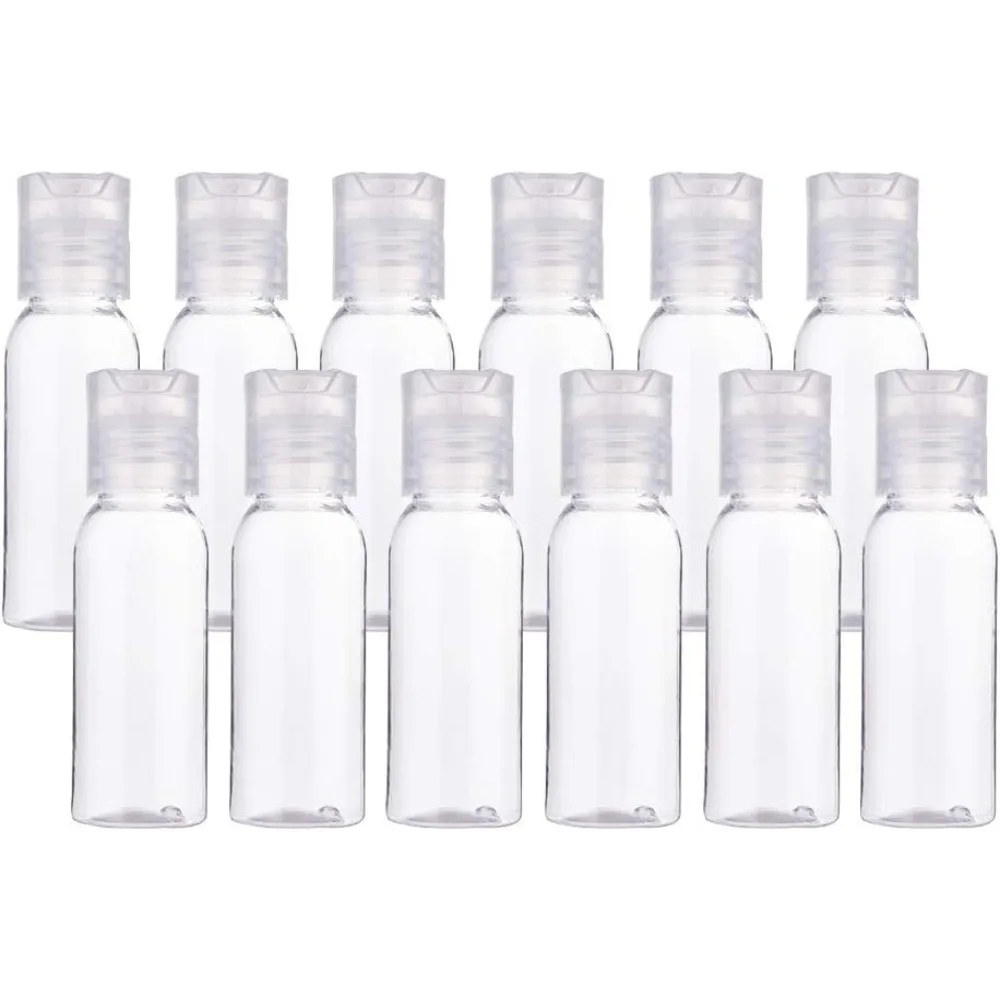 24 Pack 1oz PET Plastic Bottles Clear Refillable Bottles with Press Cap for Shampoo, Lotions, Creams