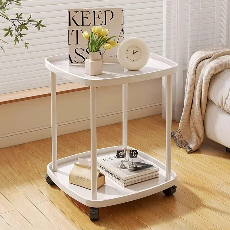 

Small Coffee Cabinet Plastic Mobile 4 Wheels Bedroom Square Design Coffee Table Storage Living Room Mesa Centro House Furniture