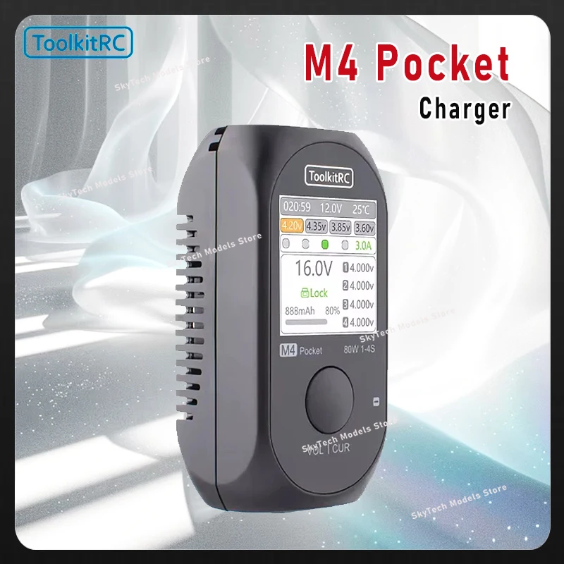 

ToolkitRC M4 Pocket 80W 5A MINI Умное компактное зарядное устройство Встроенный выход USB-C XT30 XT60 для 1-4S Lipo LiHv LiFe батареи