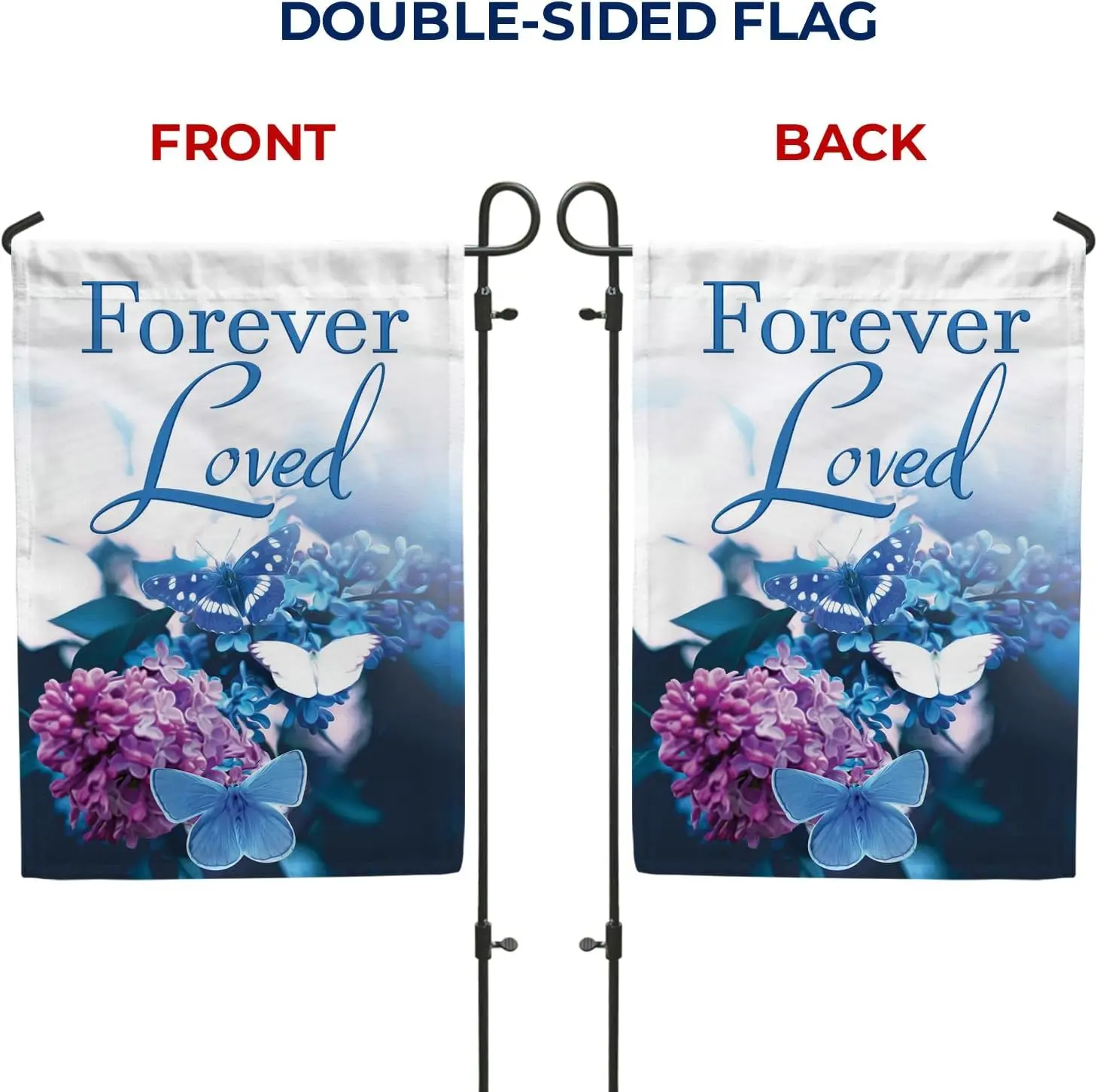 علم حديقة أمريكا للأبد - شعور باللون الأزرق يفقودك، مقبرة تذكارية، فجرة دينية مزدوجة الجوانب 12.5 × 18 بوصة FFI #6