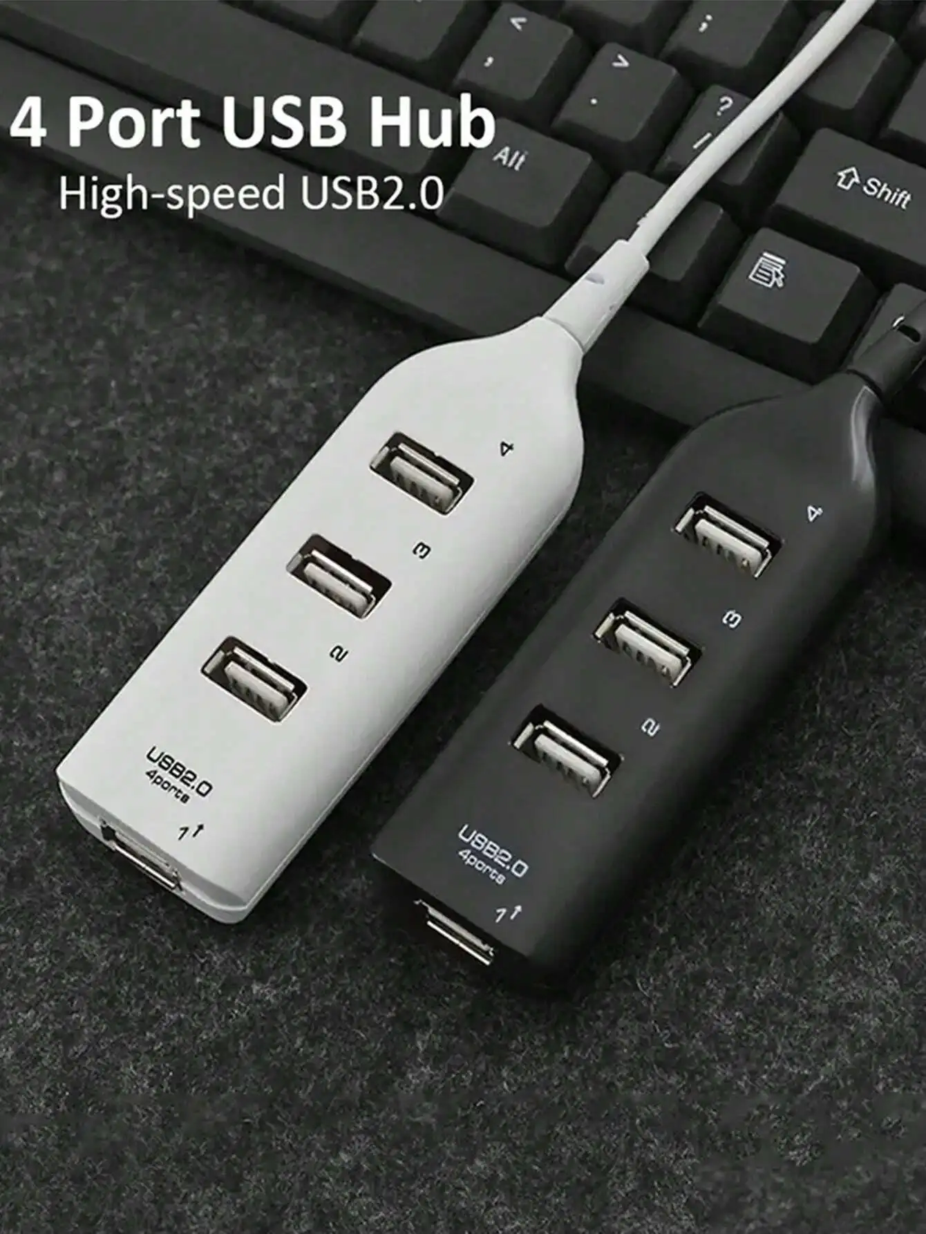 1pc White USB 4-Port Hub Expander Computer Accessory