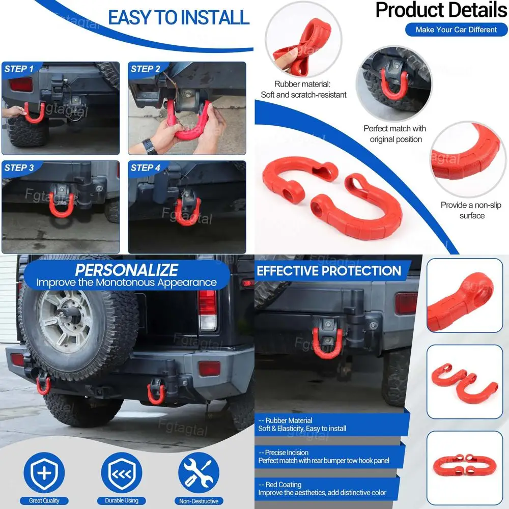 

Tow Hook Cover Compatible with Hummer H2 2003-2009 Rear Bumper Tow Hook Protector Rubber Cover Exterior Trailer Hitch Protection