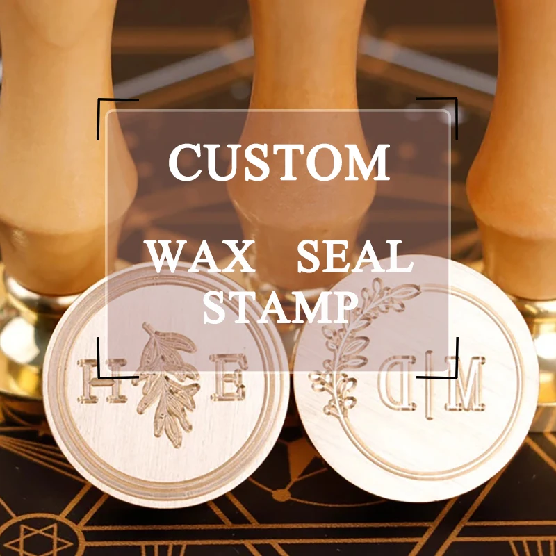 

Custom brass wax seal Stamp with Wooden Handle Custom Text Flower Pattern Personalized Wax Seal Stamps for DIY Wedding Cards